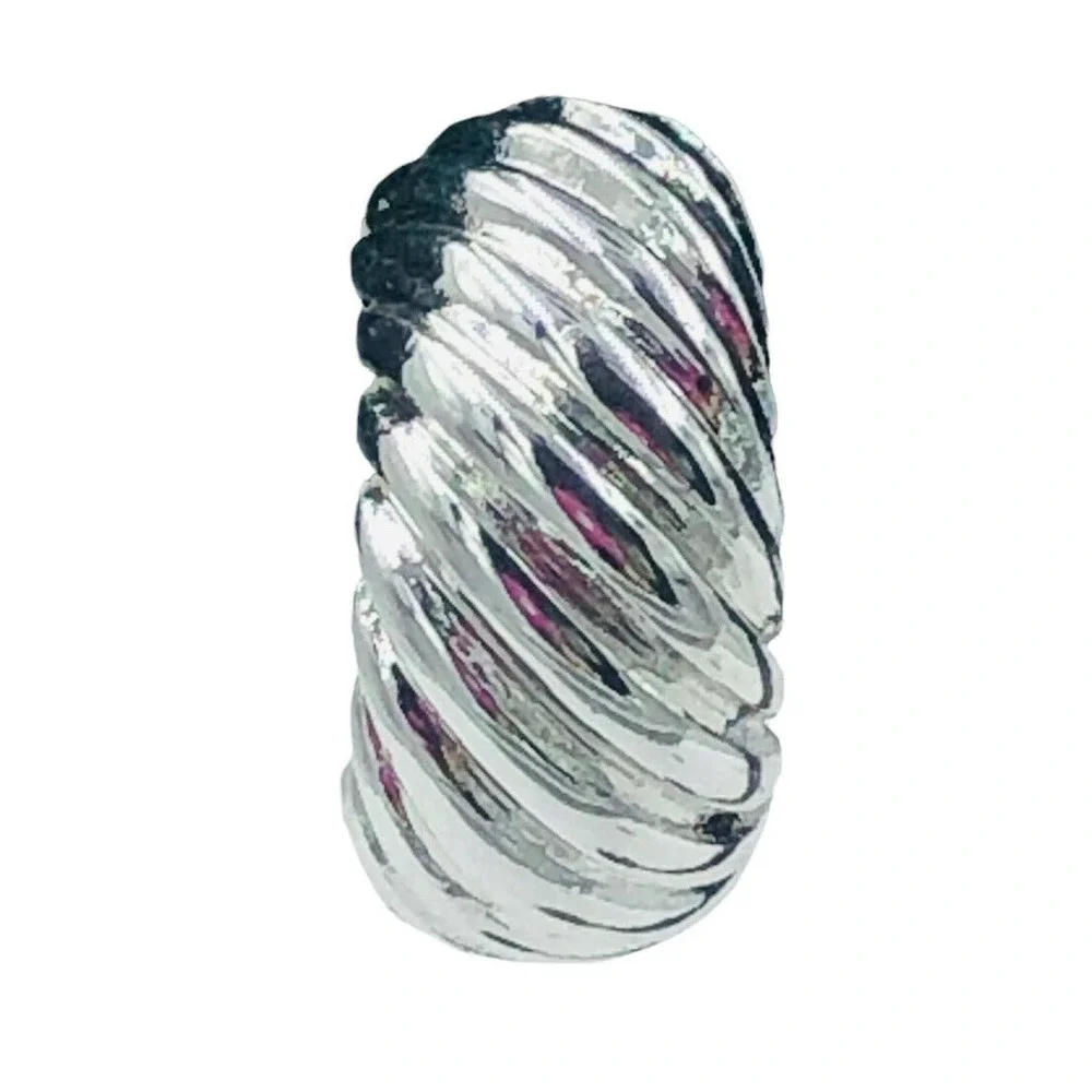 Napier Vintage Hoop Earrings Silver Tone Textured Clip On